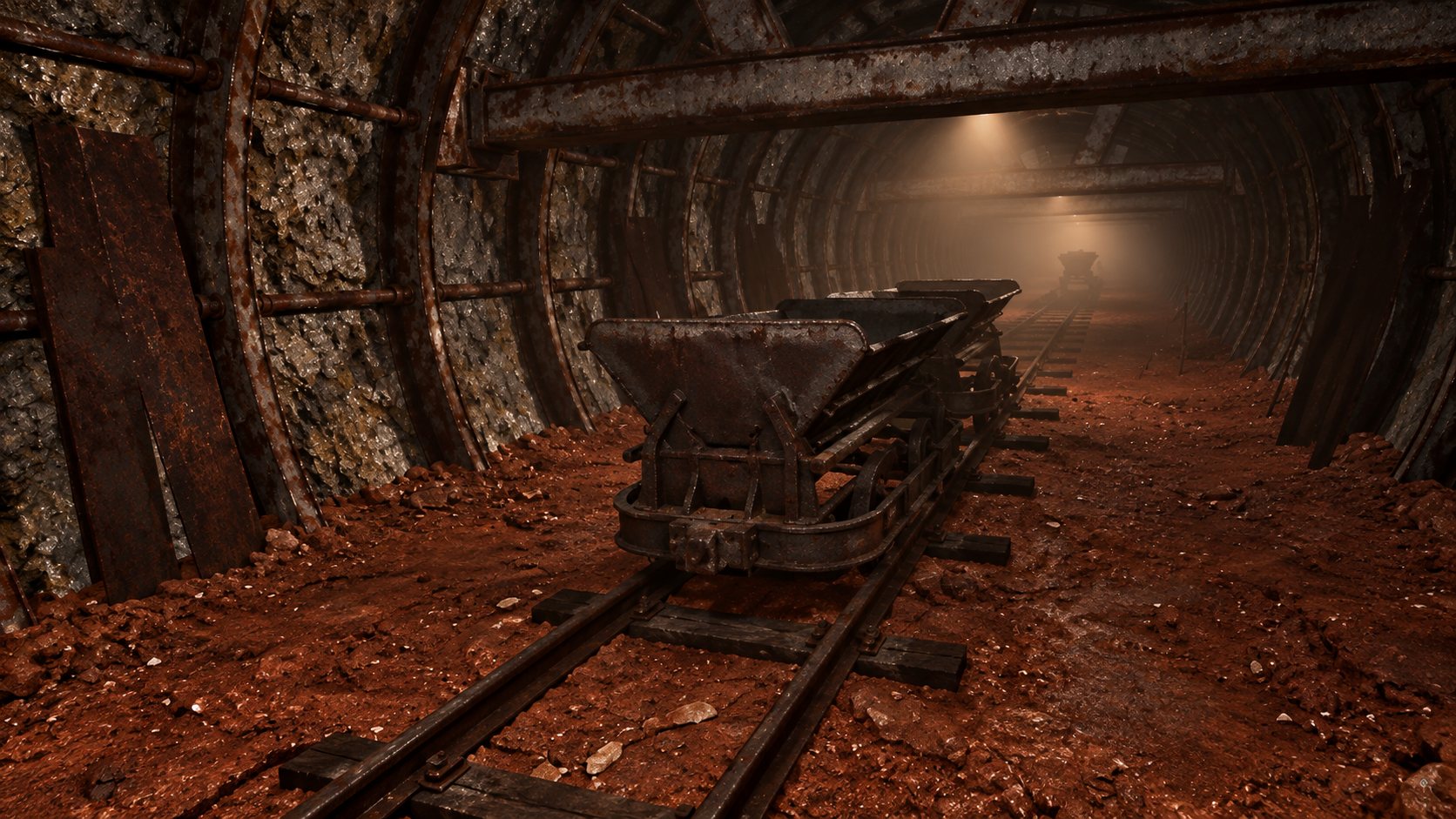 Close-up of a mine cart